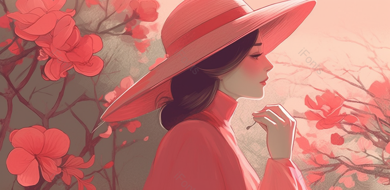 戴帽子女子头像手绘场景,插画/手绘图,插画/手绘图库,插画/手绘图下载,插画/手绘